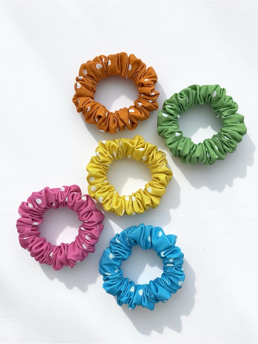 Set of 5 Small Cotton Scrunchies